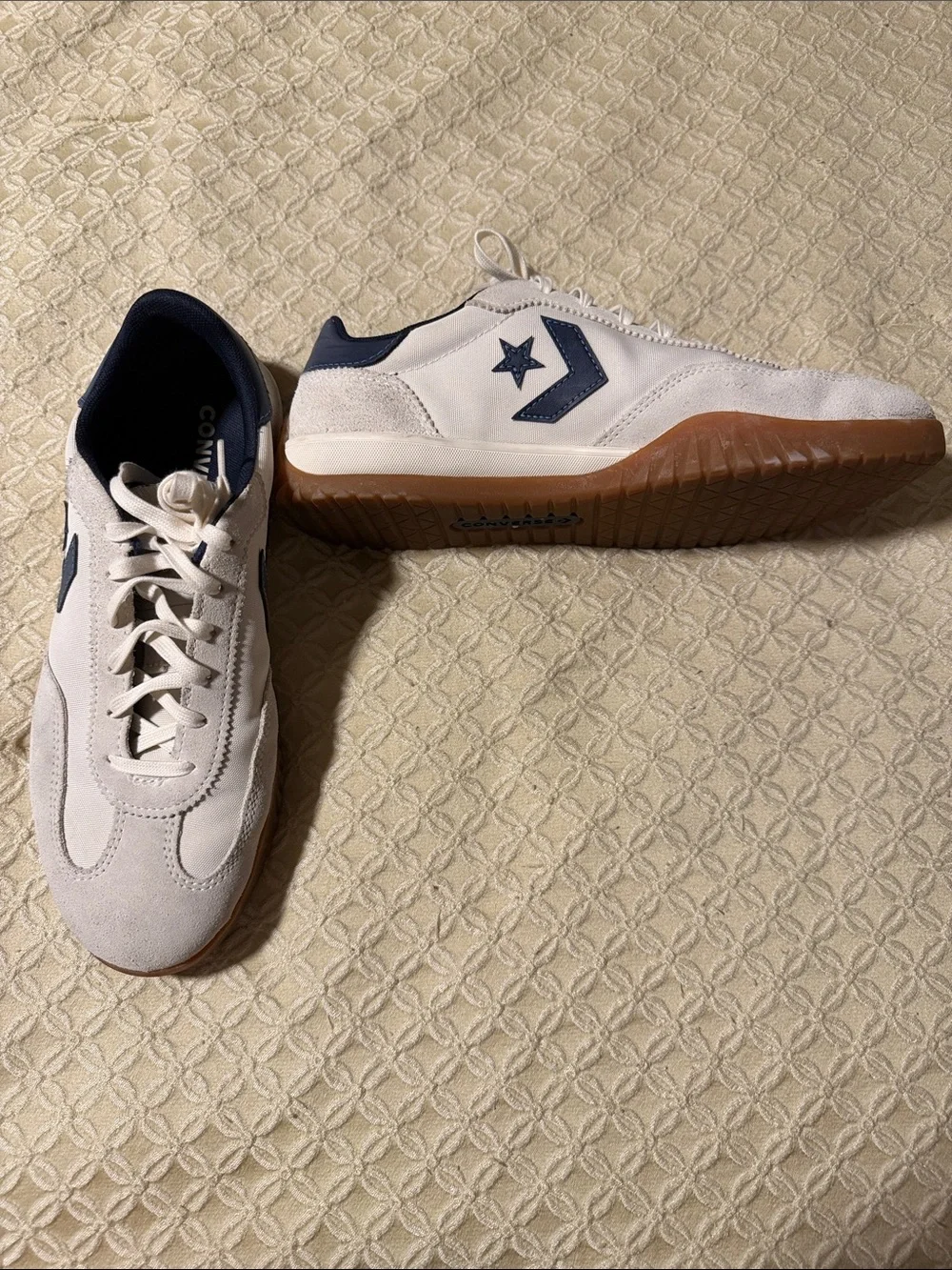 Converse Cream and Navy Low-Top Sneakers